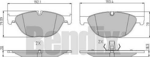 BENDIX 510860 - Тормозные колодки, дисковые, комплект unicars.by