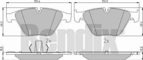 BENDIX 510804 - Тормозные колодки, дисковые, комплект unicars.by