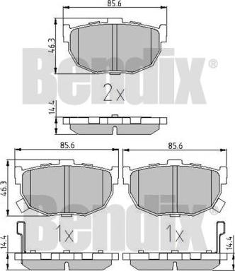 BENDIX 510806 - Тормозные колодки, дисковые, комплект unicars.by