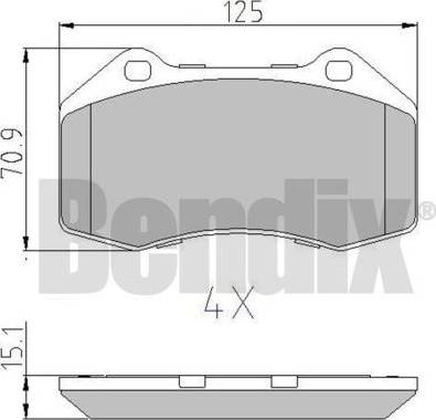 BENDIX 510816 - Тормозные колодки, дисковые, комплект unicars.by