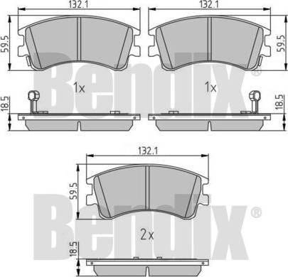 BENDIX 510818 - Тормозные колодки, дисковые, комплект unicars.by