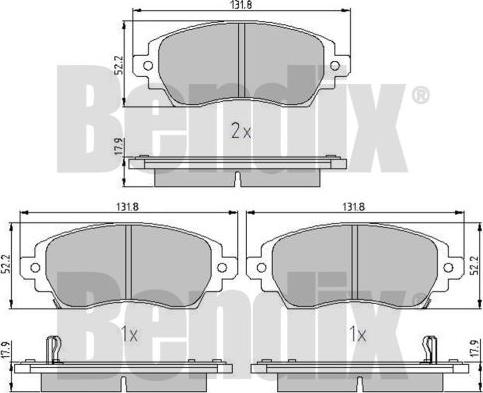 BENDIX 510835 - Тормозные колодки, дисковые, комплект unicars.by