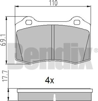 BENDIX 510833 - Тормозные колодки, дисковые, комплект unicars.by