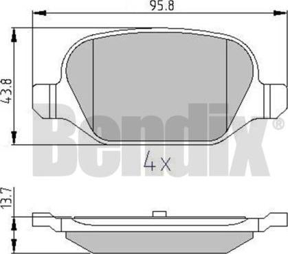 BENDIX 510832 - Тормозные колодки, дисковые, комплект unicars.by