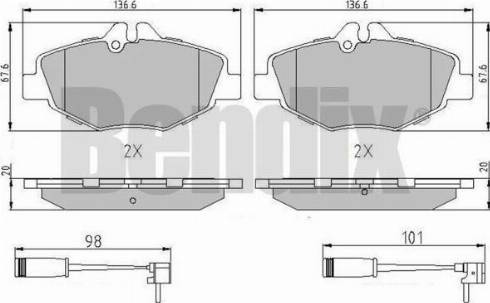 BENDIX 510837 - Тормозные колодки, дисковые, комплект unicars.by