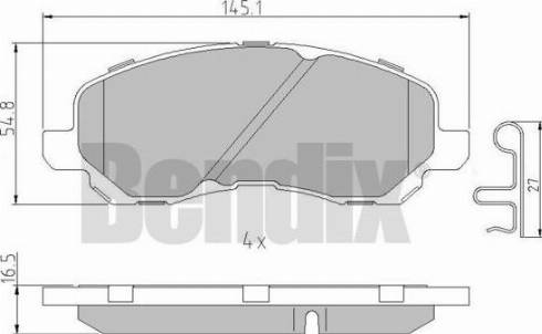 BENDIX 510874 - Тормозные колодки, дисковые, комплект unicars.by