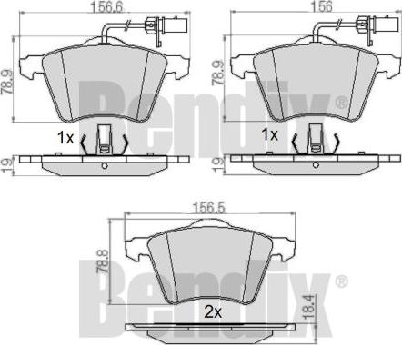 BENDIX 510398 - Тормозные колодки, дисковые, комплект unicars.by