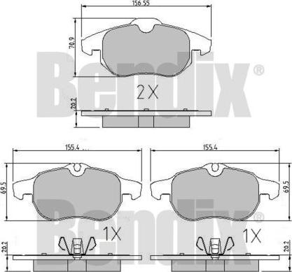 BENDIX 510393 - Тормозные колодки, дисковые, комплект unicars.by