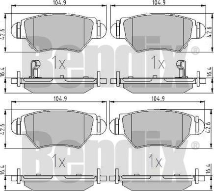 BENDIX 510341 - Тормозные колодки, дисковые, комплект unicars.by