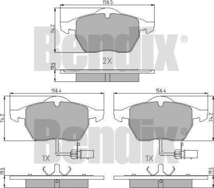 BENDIX 510343 - Тормозные колодки, дисковые, комплект unicars.by