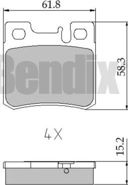 BENDIX 510300 - Тормозные колодки, дисковые, комплект unicars.by