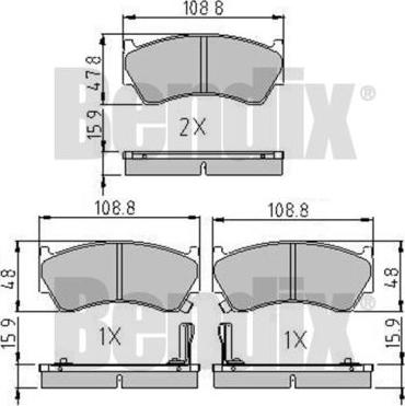 BENDIX 510301 - Тормозные колодки, дисковые, комплект unicars.by