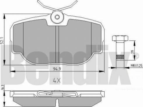 BENDIX 510314 - Тормозные колодки, дисковые, комплект unicars.by