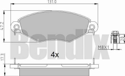 BENDIX 510384 - Тормозные колодки, дисковые, комплект unicars.by