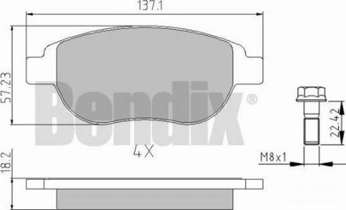 BENDIX 510381 - Тормозные колодки, дисковые, комплект unicars.by