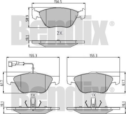 BENDIX 510388 - Тормозные колодки, дисковые, комплект unicars.by