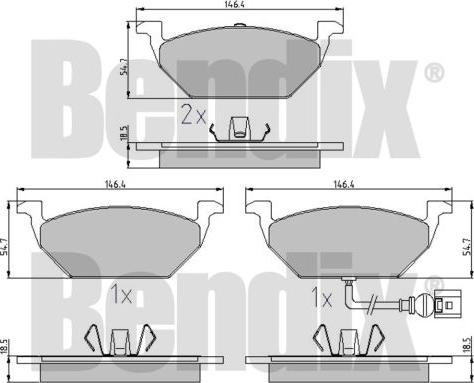 BENDIX 510383 - Тормозные колодки, дисковые, комплект unicars.by