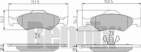 BENDIX 510375 - Тормозные колодки, дисковые, комплект unicars.by