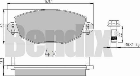 BENDIX 510371 - Тормозные колодки, дисковые, комплект unicars.by