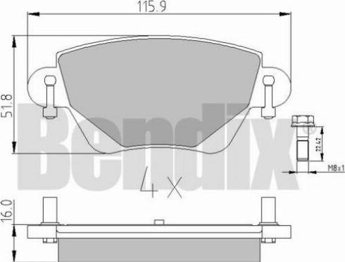 BENDIX 510372 - Тормозные колодки, дисковые, комплект unicars.by