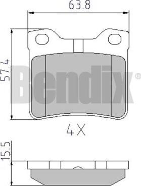 BENDIX 510297 - Тормозные колодки, дисковые, комплект unicars.by