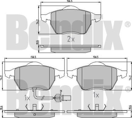 BENDIX 510244 - Тормозные колодки, дисковые, комплект unicars.by