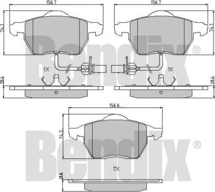 BENDIX 510243 - Тормозные колодки, дисковые, комплект unicars.by