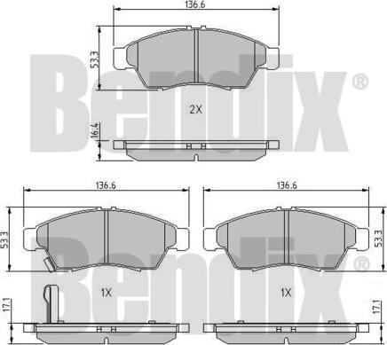 BENDIX 510242 - Тормозные колодки, дисковые, комплект unicars.by