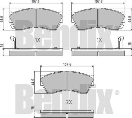 BENDIX 510252 - Тормозные колодки, дисковые, комплект unicars.by