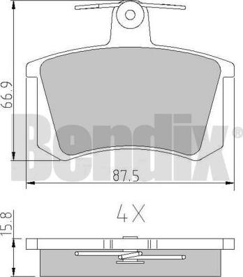 BENDIX 510265 - Тормозные колодки, дисковые, комплект unicars.by