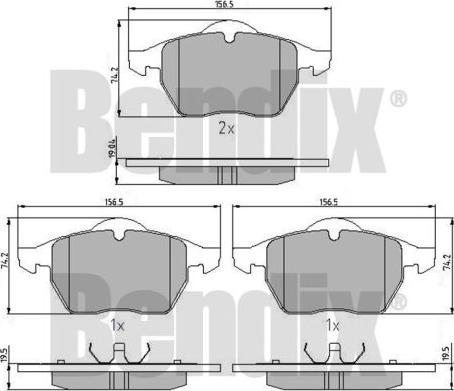 BENDIX 510263 - Тормозные колодки, дисковые, комплект unicars.by