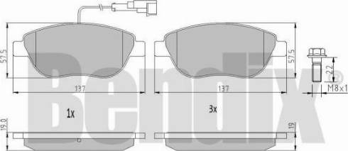 BENDIX 510205 - Тормозные колодки, дисковые, комплект unicars.by