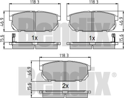 BENDIX 510219 - Тормозные колодки, дисковые, комплект unicars.by