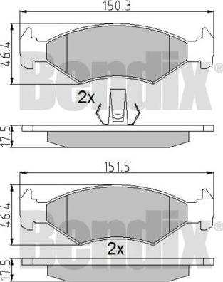 BENDIX 510282 - Тормозные колодки, дисковые, комплект unicars.by