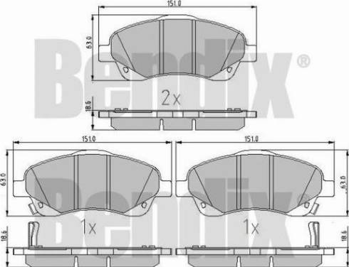 BENDIX 510235 - Тормозные колодки, дисковые, комплект unicars.by