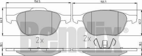 BENDIX 510237 - Тормозные колодки, дисковые, комплект unicars.by