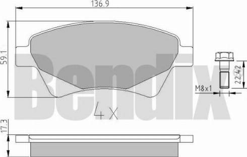 BENDIX 510229 - Тормозные колодки, дисковые, комплект unicars.by