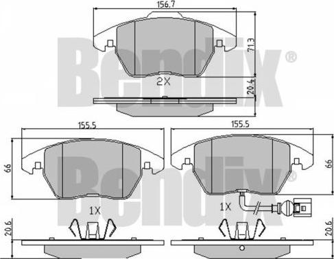 BENDIX 510222 - Тормозные колодки, дисковые, комплект unicars.by