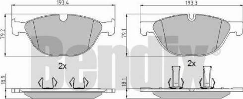 BENDIX 510791 - Тормозные колодки, дисковые, комплект unicars.by