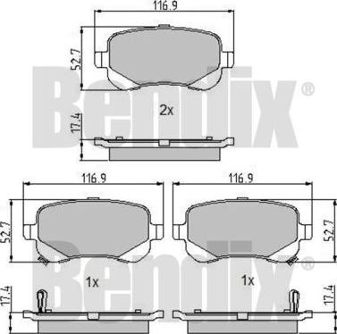 BENDIX 510758 - Тормозные колодки, дисковые, комплект unicars.by