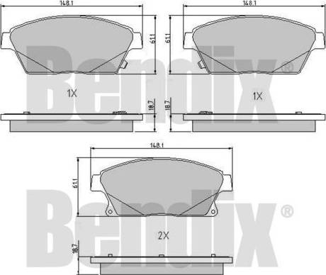 BENDIX 510760 - Тормозные колодки, дисковые, комплект unicars.by