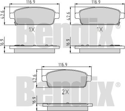 BENDIX 510761 - Тормозные колодки, дисковые, комплект unicars.by