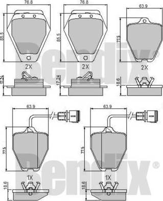 BENDIX 510762 - Тормозные колодки, дисковые, комплект unicars.by