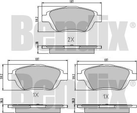 BENDIX 510767 - Тормозные колодки, дисковые, комплект unicars.by