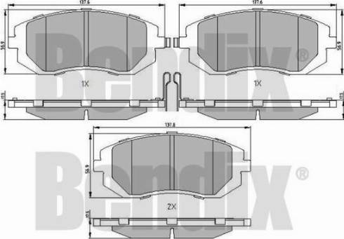 BENDIX 510707 - Тормозные колодки, дисковые, комплект unicars.by