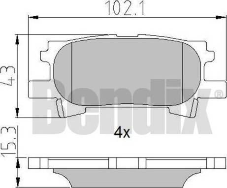 BENDIX 510734 - Тормозные колодки, дисковые, комплект unicars.by