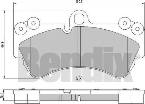 BENDIX 510725 - Тормозные колодки, дисковые, комплект unicars.by