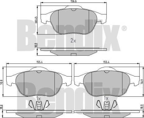 BENDIX 510770 - Тормозные колодки, дисковые, комплект unicars.by