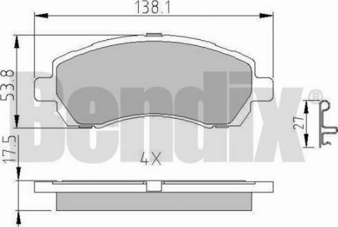 BENDIX 510777 - Тормозные колодки, дисковые, комплект unicars.by