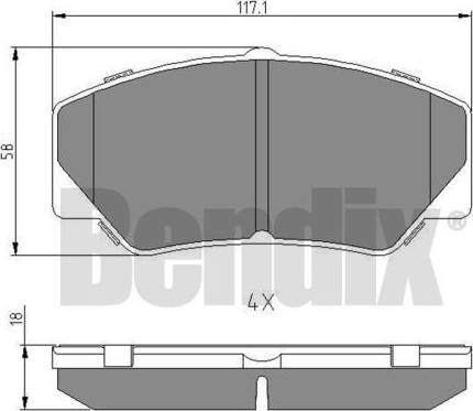 BENDIX 511023 - Тормозные колодки, дисковые, комплект unicars.by